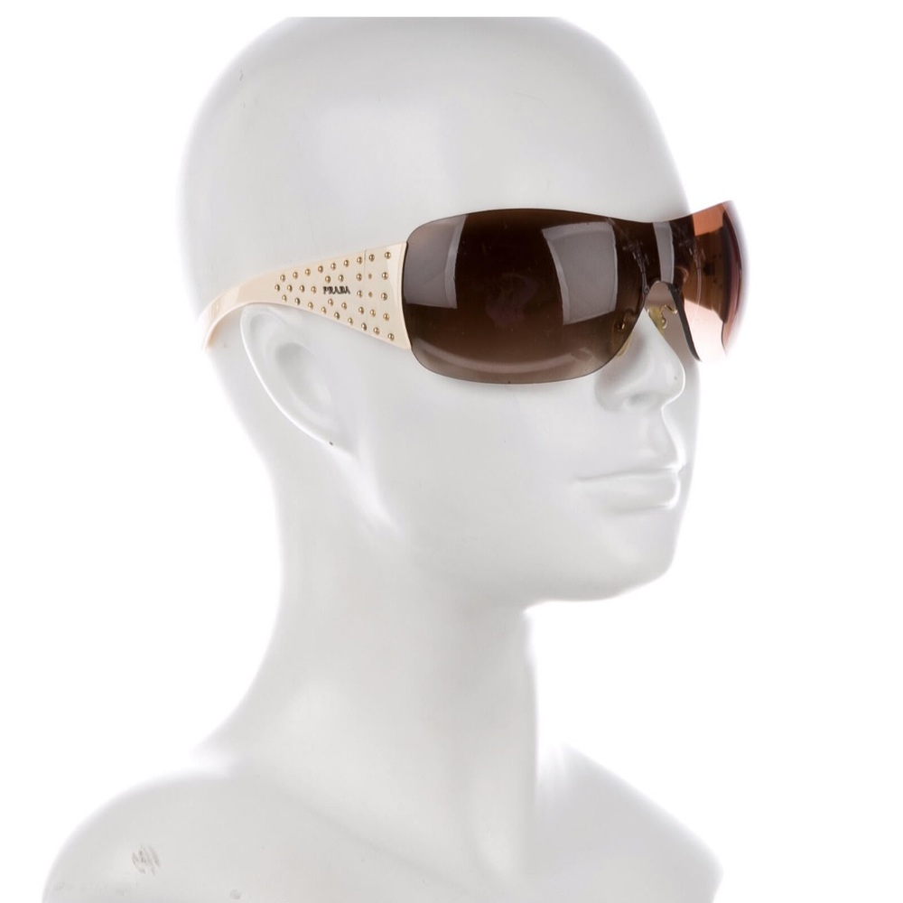 Men’s/Unisex PRADA Shield Sunglasses gold accents